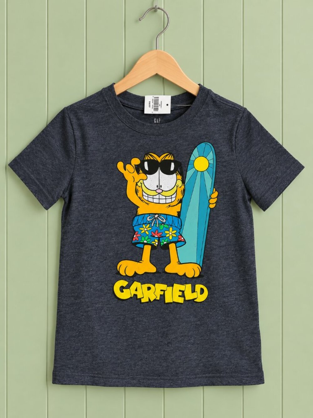 Gap Garfield T-Shirt Boys XS Surfing Surfboard Blue Graphic NEW Surfing Surf